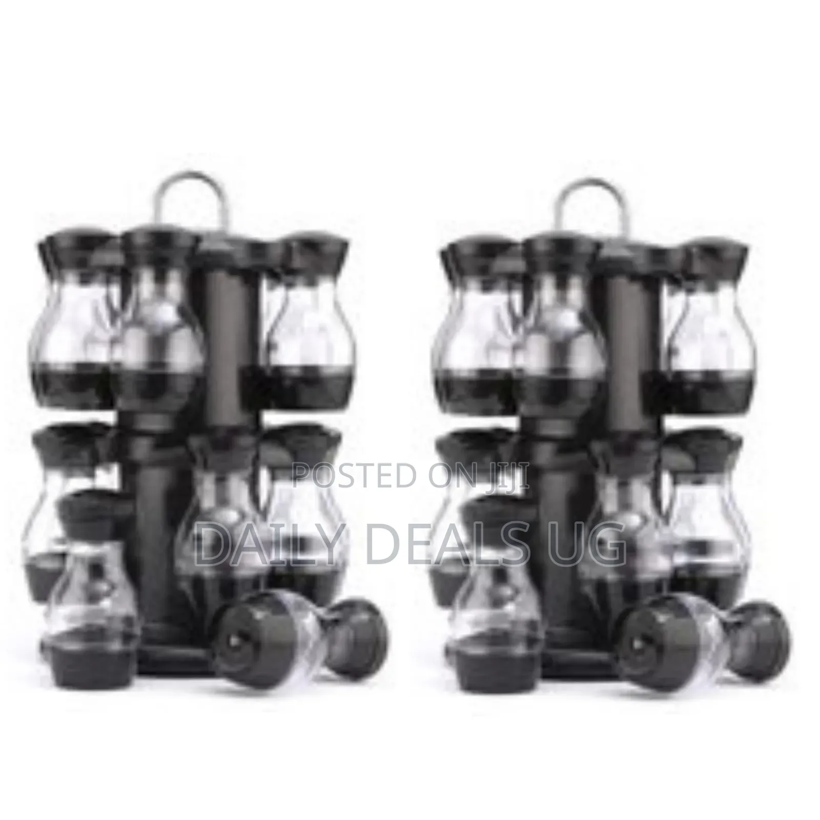 16pc Rotating Kitchen Herbs Spice Rack Storage Organizer Tins -Black