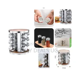Countertop Stainless Steel Spice Rack Masala Box With 12 Empty Glass