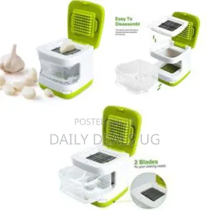 3 in 1 Onion Garlic Press Cube, Slicer, Chopper Peeler- White, Green