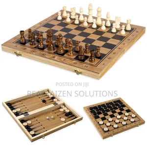 Zoocen 3-in-1 Wooden Chess| Checkers| Backgammon| Board Game