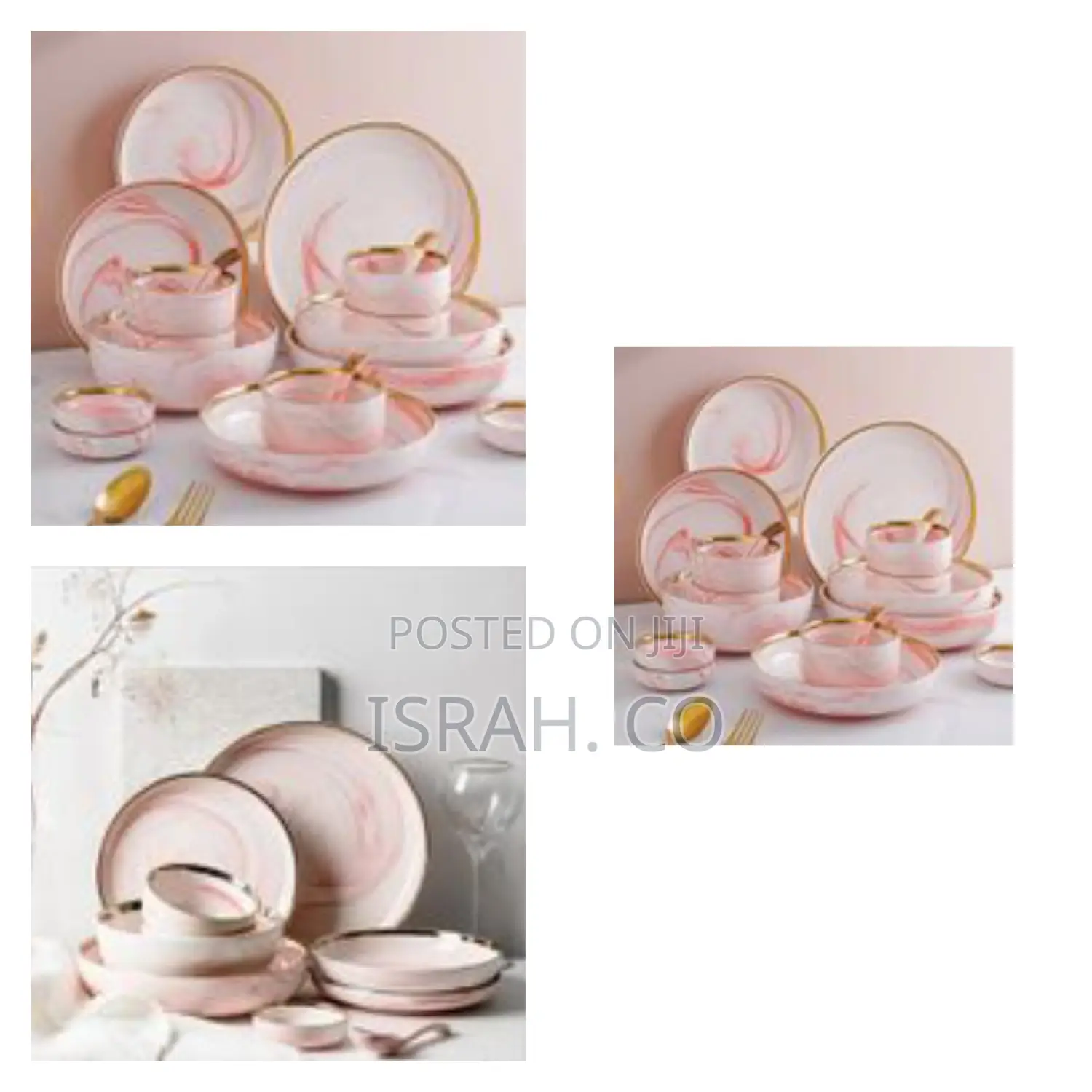 32pcs Microwave Ceramic Pates Bowls Spoons Dinnerware