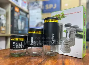 3 Piece Modern Glass Jars For Tea Coffee Sugar