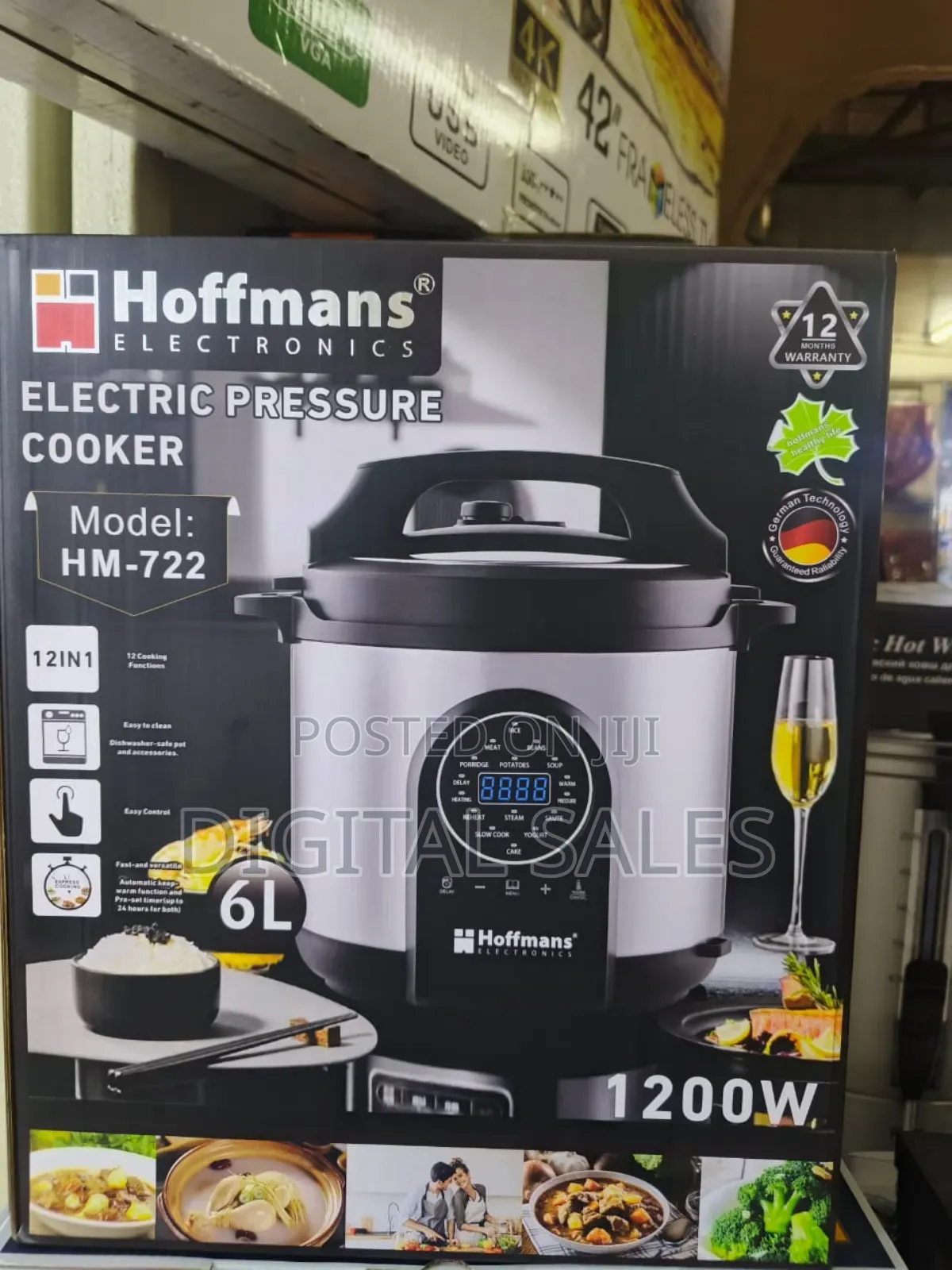 Hoffmans 1200w Electric Pressure Cooker 6l