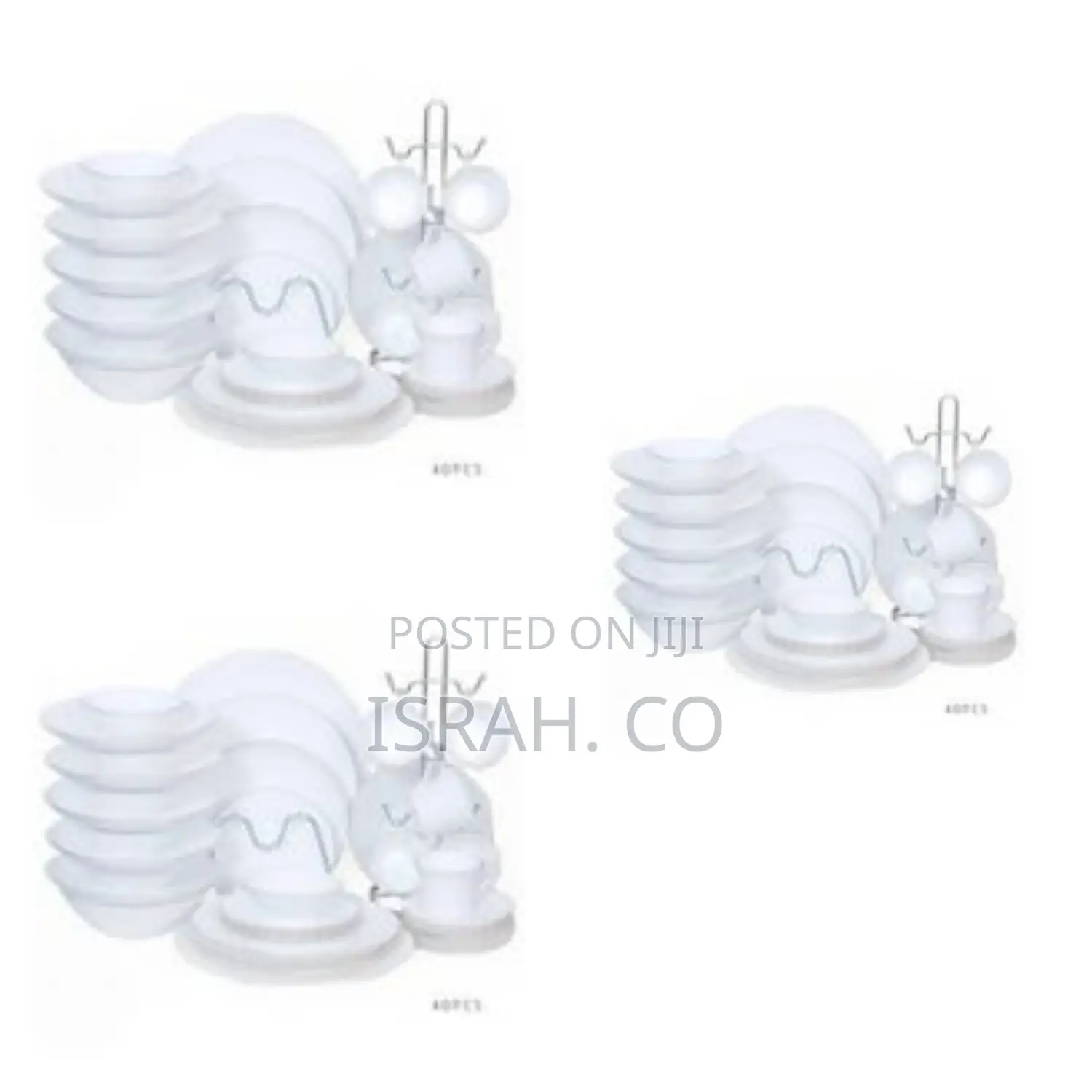 White Dinner Set With Cups on a Stand 56pcs
