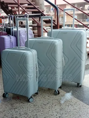 Set Of 3pcs Waterproof Rubber Travel Suitcases - Multicolor
