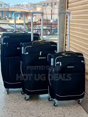 Large Size (Big) Cloth Fabric Travel Suitcase - Black
