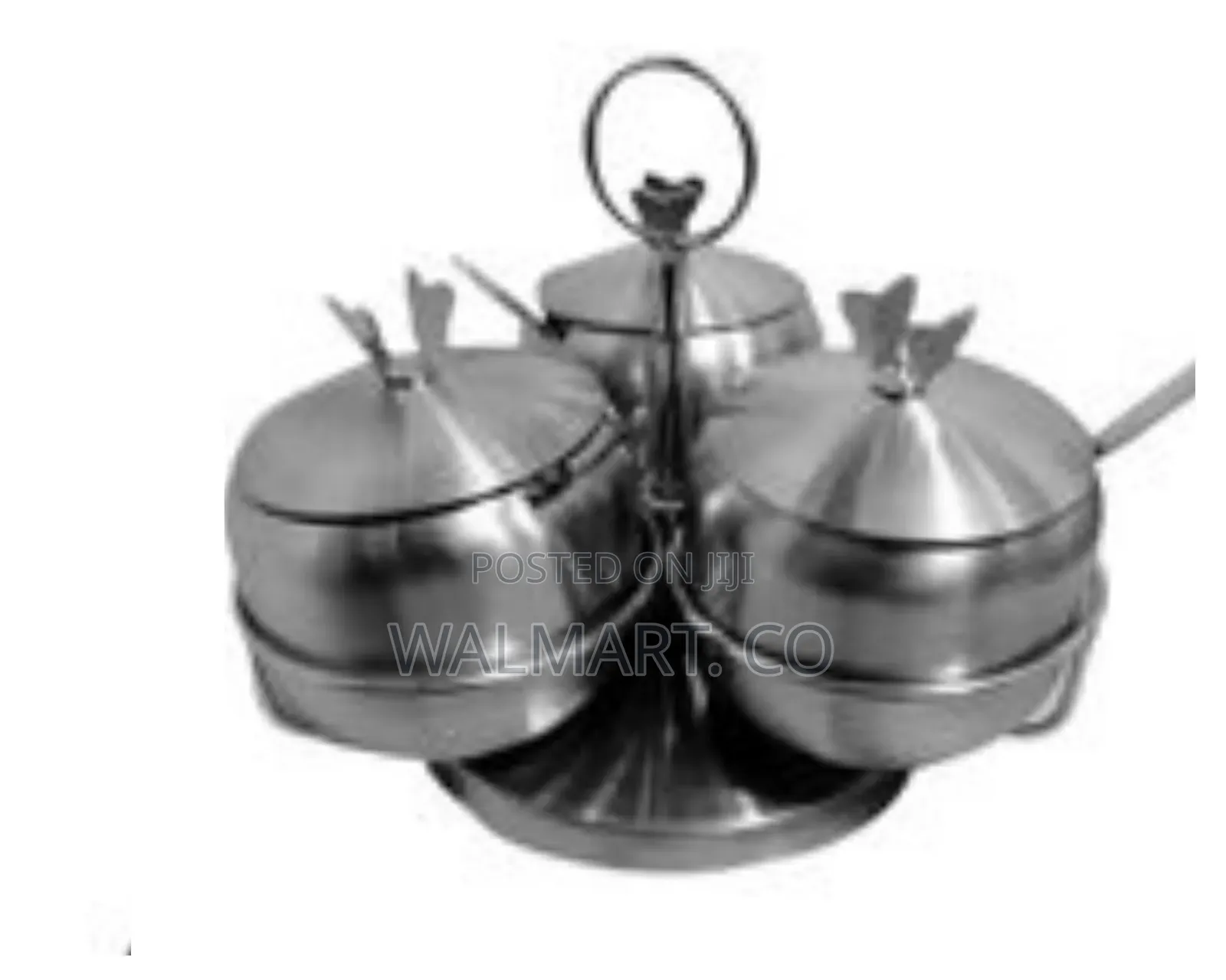 3 Piece Stainless Steel Spice Sugar Bowl