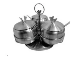 3 Piece Stainless Steel Spice Sugar Bowl