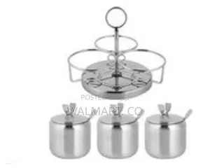 3 Piece Stainless Steel Spice Sugar Bowl