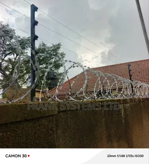 Electric Fence With Razorwire Silver