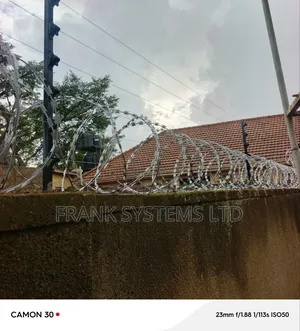 Electric Fence With Razorwire Silver
