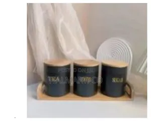 A Set of 3 Sealed Ceramic Jars for Sugar,Tea,Coffee
