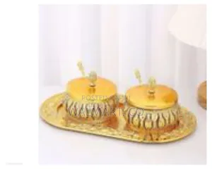 Modern Gold Metal Spice Pot Sealed Glass Sugar Bowl