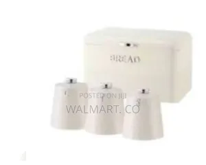 Checked Bread Bin With 3 Piece Matching Sugar,Tea,Coffee Canister Set