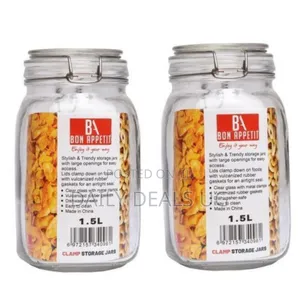 0.75litre Glass Clip Jar, Cereal Food Cookie Storage Tin, Colourless