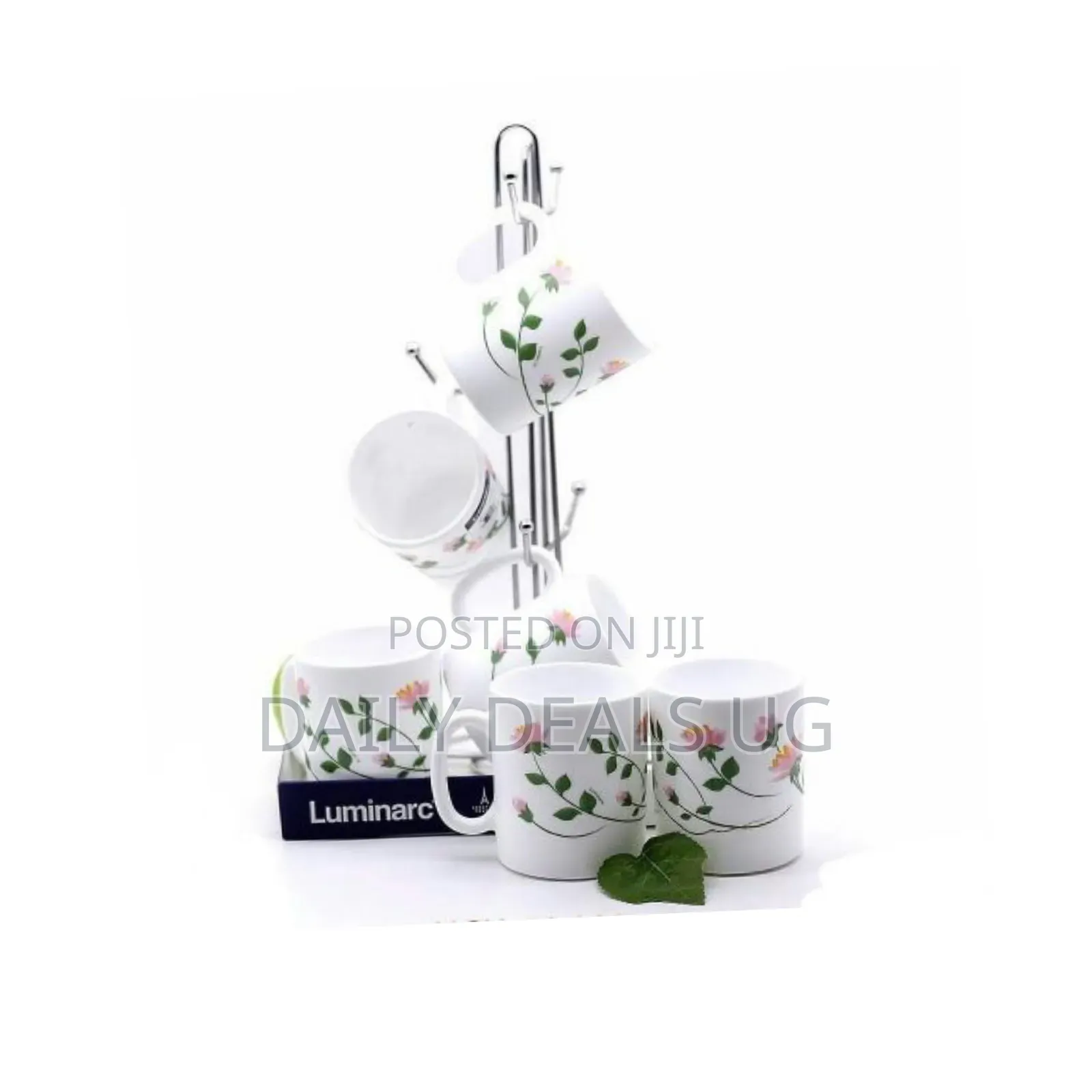 6 Pieces of Luminarc Flowered Tea Coffee Mug Cups -White