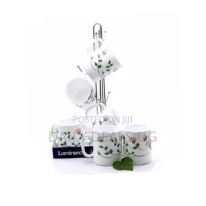 6 Pieces of Luminarc Flowered Tea Coffee Mug Cups -White