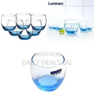 Luminarc 6 Pieces of Oval Water Juice Drinking Glasses Cups -Blue