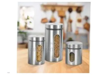 3 Piece Stainless Steel Kitchen Storage Tank Food Canister