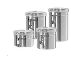 4 Piece Stainless Steel Canister Storage Tins With Acrylic Lid