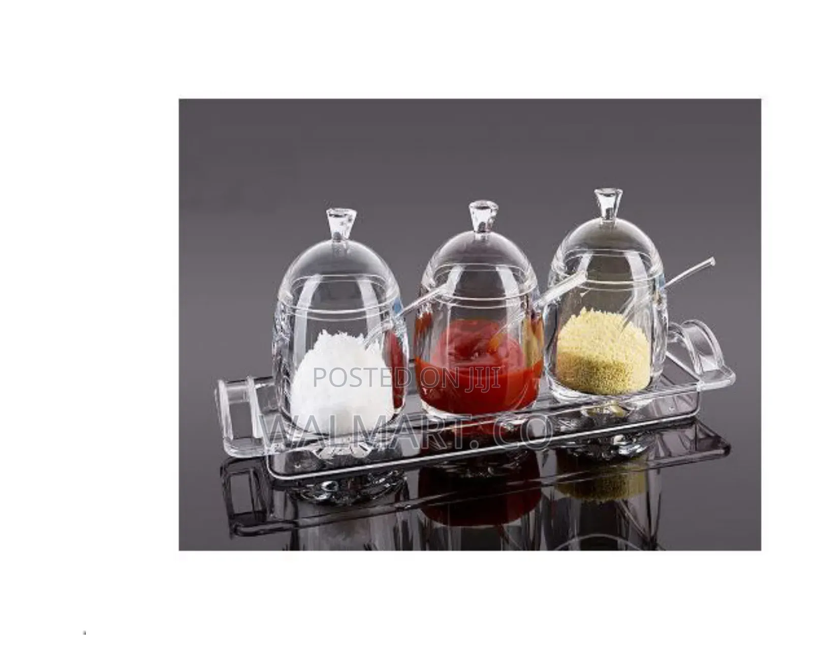 3 Piece Acrylic Sugar Bowl Spice Storage Jar