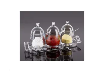 3 Piece Acrylic Sugar Bowl Spice Storage Jar