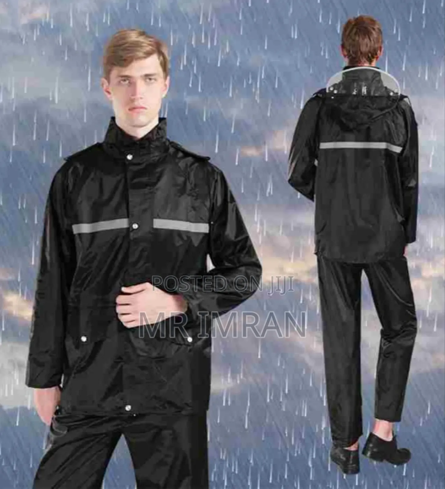 Bikers Raincoat 100% Waterproof for Men- Black