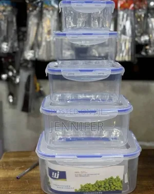 5pcs Set of Stackable, Airtight Plastic Food Storage Containers