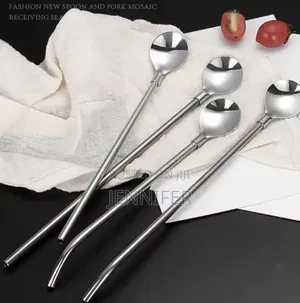 12pcs Stainless Steel Reusable Straw Spoons