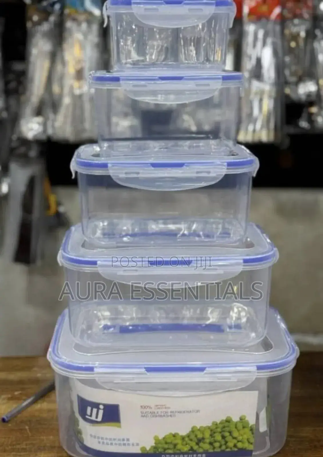 5pcs Set Of Stackable, Airtight Plastic Food Storage Containers