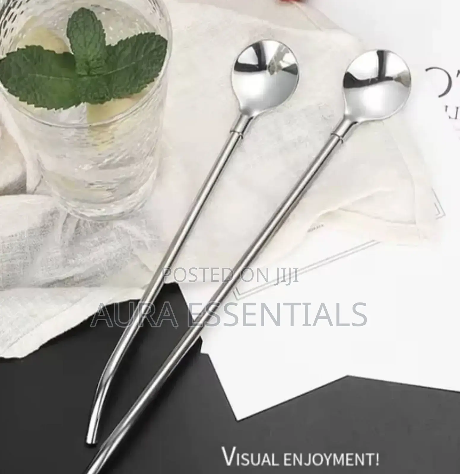 12pcs Stainless Steel Reusable Straw Spoons