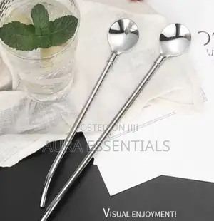 12pcs Stainless Steel Reusable Straw Spoons