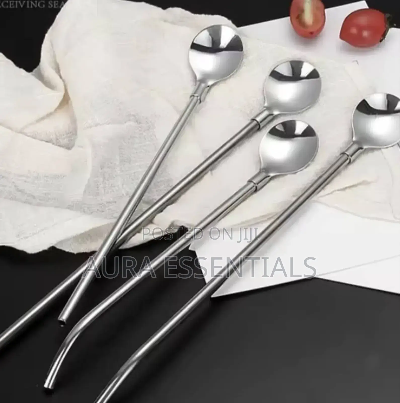 12pcs Stainless Steel Reusable Straw Spoons