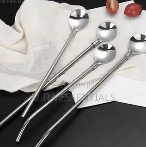 12pcs Stainless Steel Reusable Straw Spoons