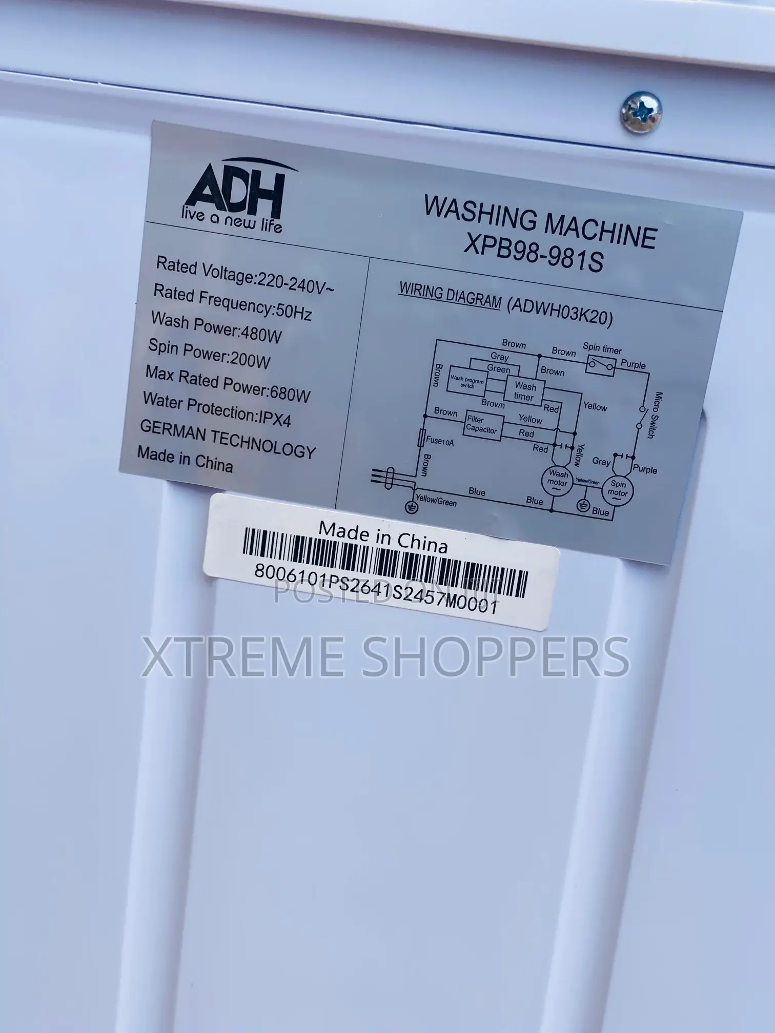 Kalt /Adh /Washing Machine Brand / 20kgs /White