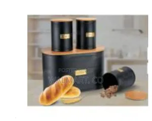 3 Piece Canister and Bread Box Bin With Bamboo Lid