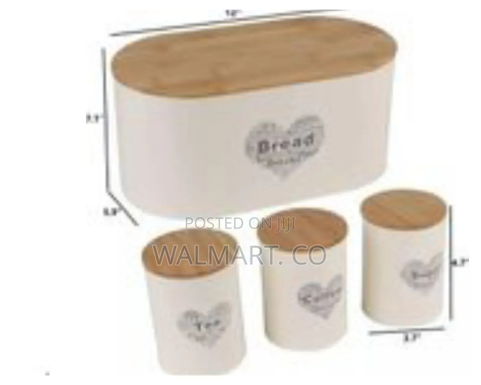 3 Piece Canister and Bread Box Bin With Bamboo Lid