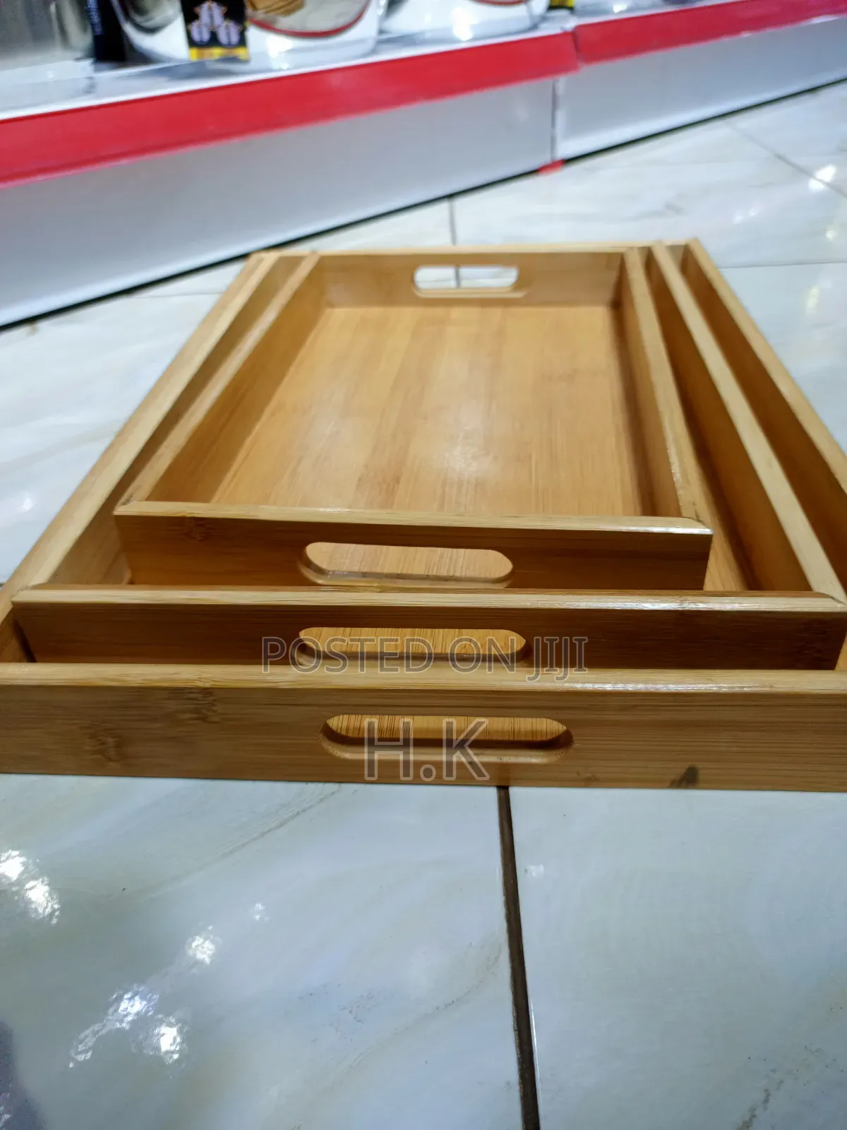 3pcs Nested Rectangular Bamboo Tray Set