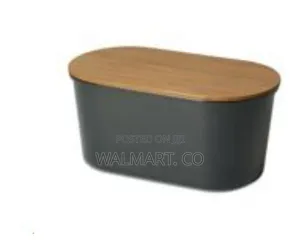 Bamboo Storage Bread Bin and Grey Cutting Board Lid