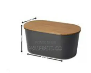 Bamboo Storage Bread Bin and Grey Cutting Board Lid