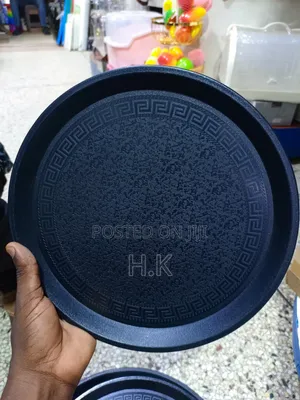 3pc Black Round Serving Tray Set