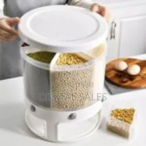 Rotating Food Storage Rice Bucket Cereal Dispenser Container Organizer