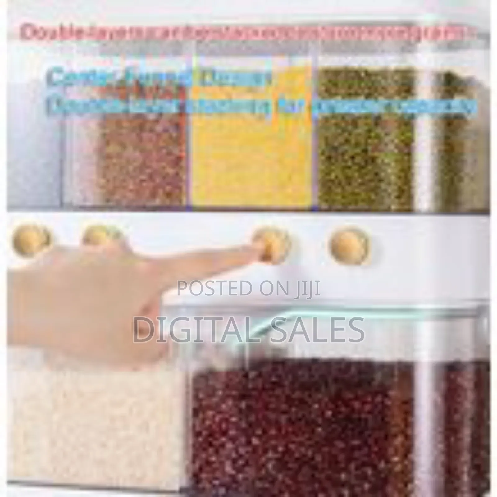 Rice Dispenser With Cup,Wall-Mounted 6 Grid Double Layer Dry Food