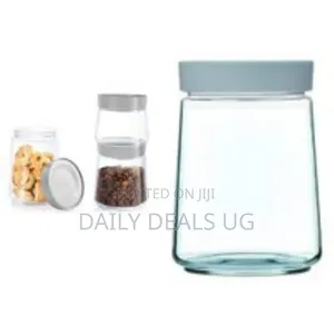Luminarc 1 Litre Glass Food Jar Tin Swing Storage Container - Grey