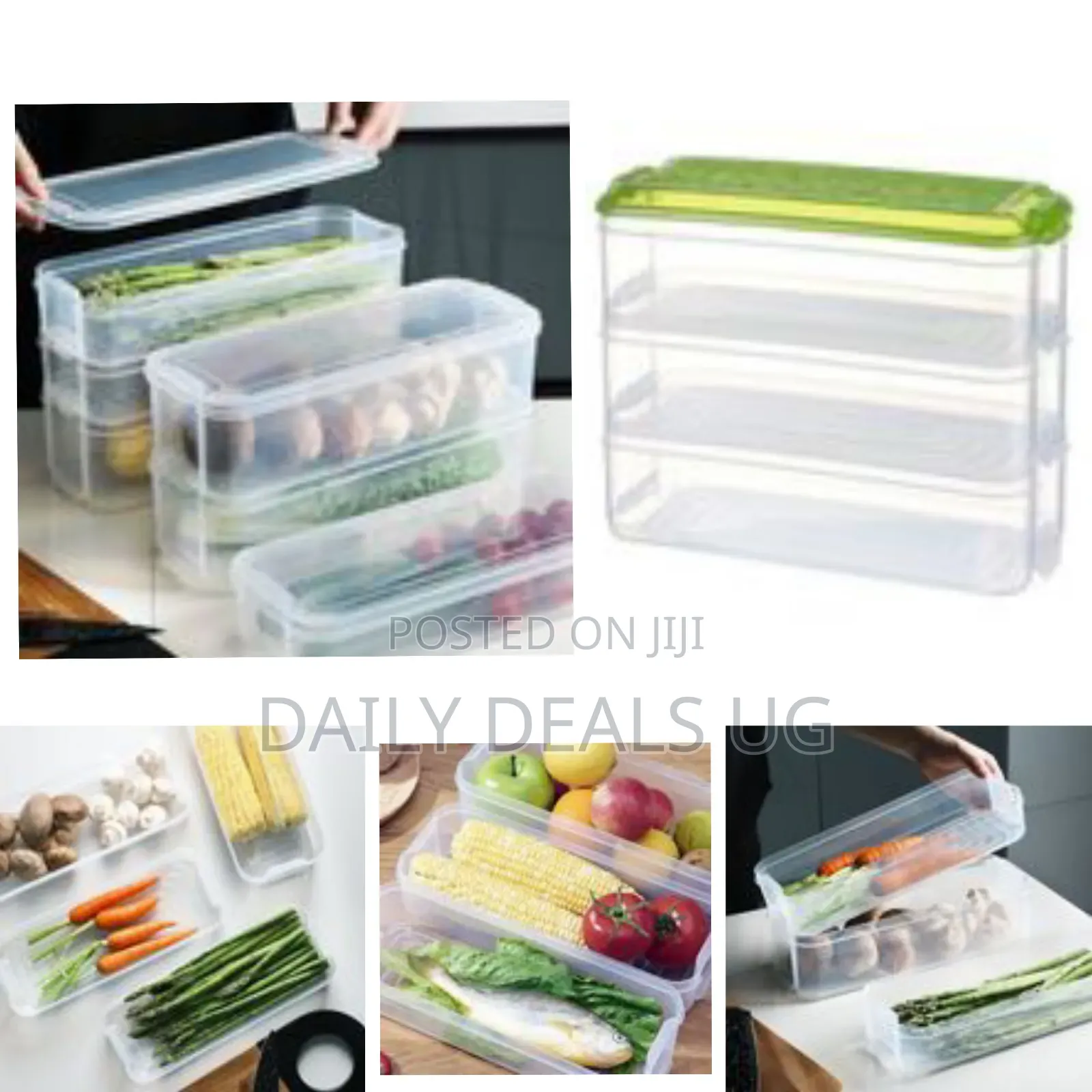 3 Layer Food Storage Fridge Container Boxes- Multicolor