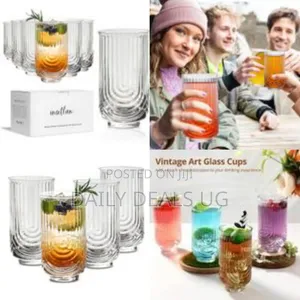 Set of 6 Juice Water Drinking Glasses, Arch Design Cocktail Glasses