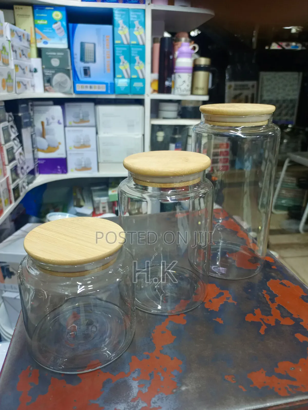 Clear Glass Storage Jars With Bamboo Lids.