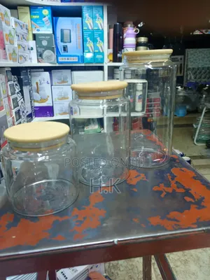Clear Glass Storage Jars With Bamboo Lids.
