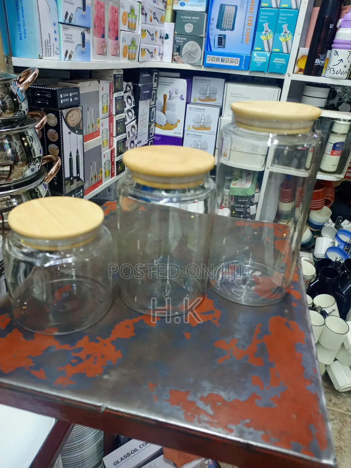 Clear Glass Storage Jars With Bamboo Lids.
