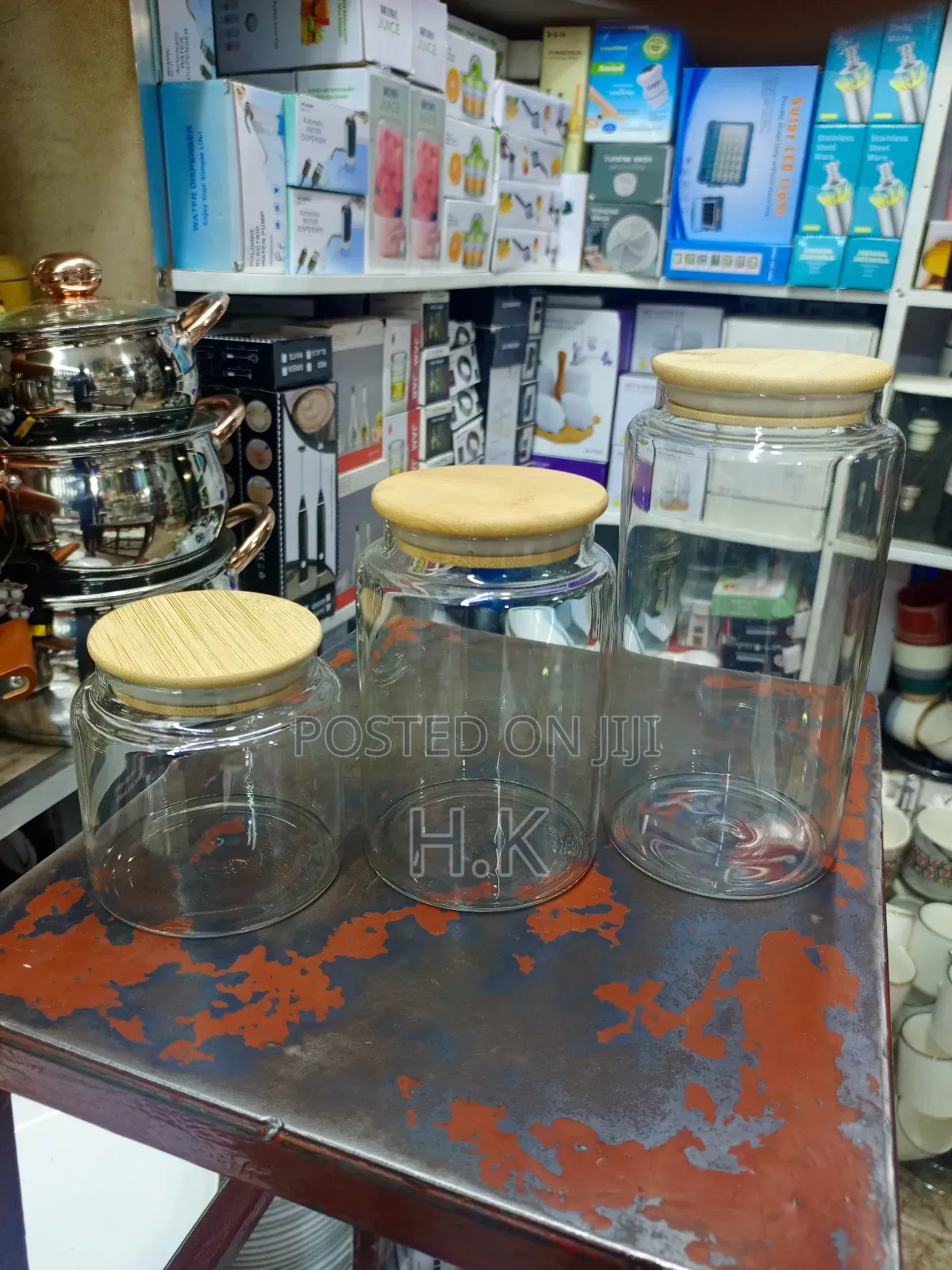 Clear Glass Storage Jars With Bamboo Lids.